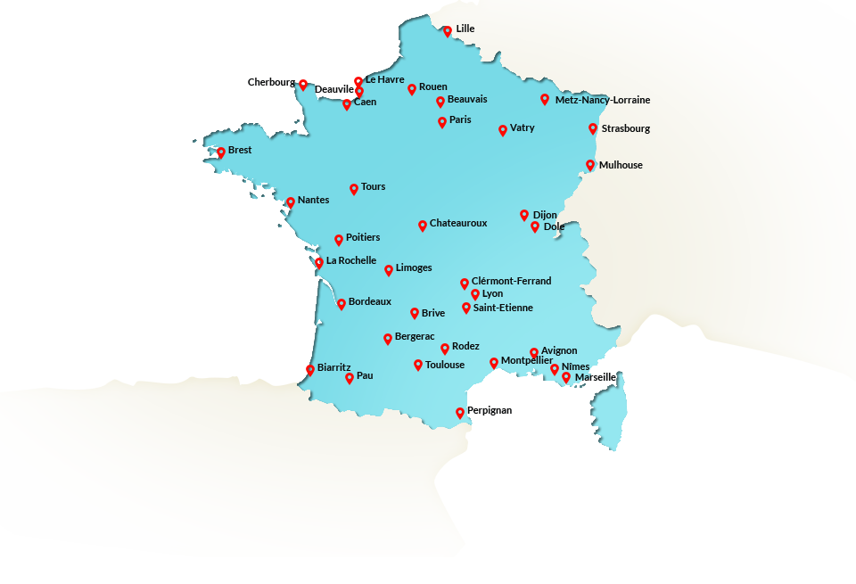 Carte des vols au départ de France